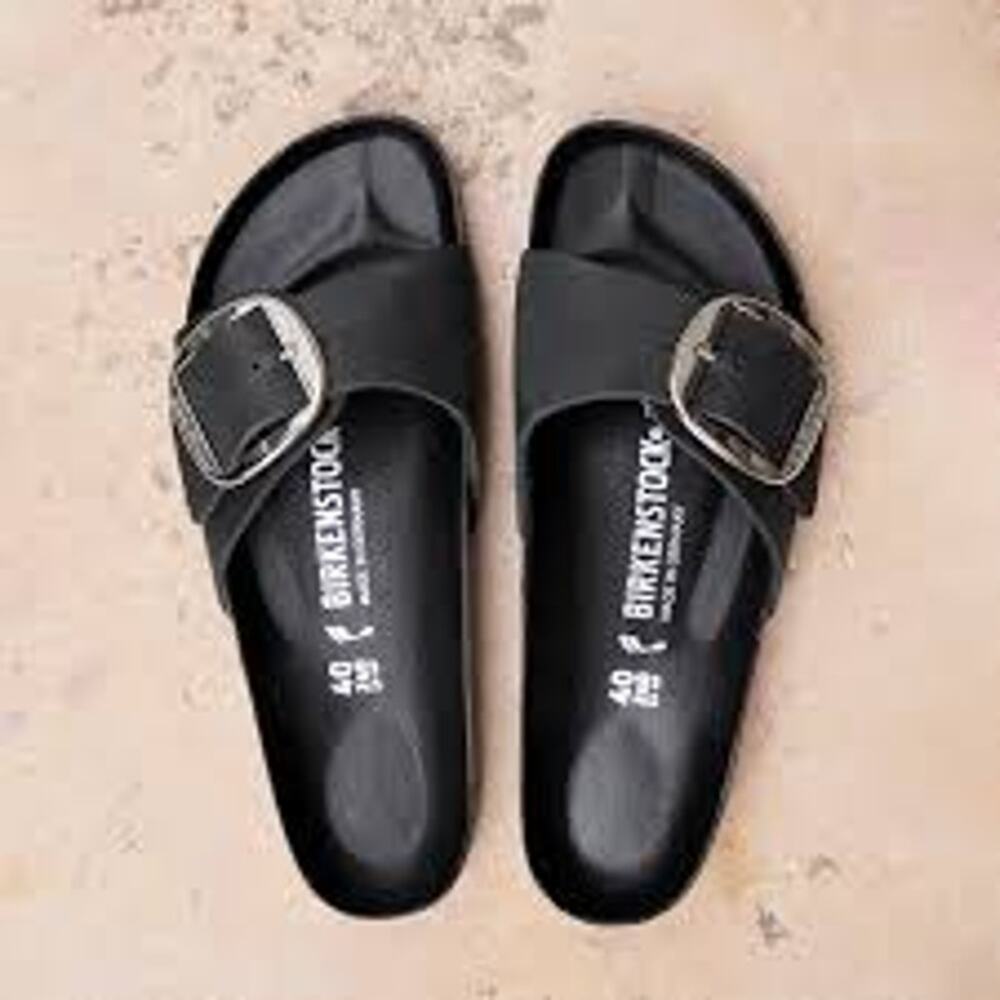 Birkenstock Madrid Big Buckle Slide Sandals Women's SZ 9 Black Slip-On Open-Toe